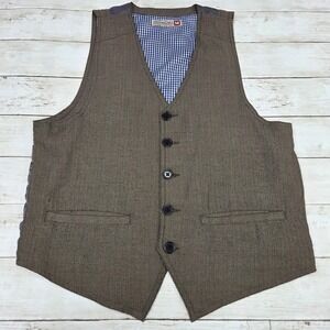 Sovereign Code Vest Mens M Brown VEST2 Gingham Lined Waistcoat